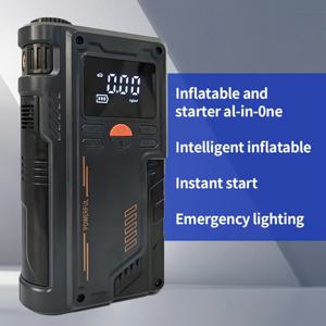 TEMU jkuoo 휴대용 공기 펌프 스타터, 무선 자동차 배터리 점프 스타터, 2500A 피크 150PSI, 디지털 타이어 인플레이터, LED 디스플레이, 손전등, 파워 뱅크, 대용량 저장, USB 충전, ABS 소재, 반자동 작동, 야외 레저 액세서리