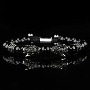 TEMU 남성용 팔찌 새로운 트렌드 플레이트 CZ 더블 헤드 남성 보석 팔찌