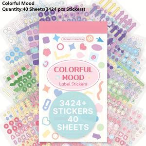 TEMU 3424개 컬러풀 종이 라벨 스티커 PET 베이스 카드 다이어리 계획 노트 마킹 미적 창의적 스티커 인덱스 라벨 주간 월간 탭 학습 작업 계획 스티커 학생용 사무실 가정용|스티커|다이어리|카드스티커