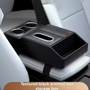 TEMU 멀티 기능 오거나이저 - 컵 홀더, 티슈 보관 및 암레스트 포함 - 헤비듀티 높이 조절 센터 콘솔 박스, 오픈 컴파트먼트 및 뚜껑 디자인 - SUV, 세단, 미니밴 호환 - 공간 절약형 인테리어 정리함