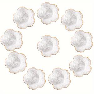 TEMU 10개입 - 트림 처리된 벚꽃 접시, 간식, 디저트, 페이스트리, 과일, 잼, 신선한 테이블웨어, 주방 액세서리, 소스 접시, 소스 그릇, 미니 보울, 레스토랑 & 주방 소스 접시