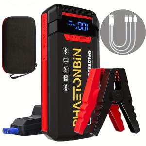 TEMU 6.0L 가솔린 & 3.0L 디젤 엔진용 1500A 휴대용 자동차 점프 스타터, LED 라이트가 있는 12V 비상 배터리 부스터 팩