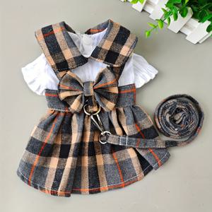 TEMU 고양이와 개용도로 사용할 수 있는 귀여운 체크 무늬의 리본 드레스 - 조절 가능한 폴리에스터 소재의 애완동물 패션, 봄과 여름, 일상과 특별한 날에 이상적, 애완동물 패션 | 재미있는 애완동물 의상 | 폴리에스터 소재