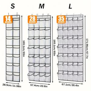 TEMU 문에 걸 수 있는 신발, 잡화 또는 장난감용 투명 메쉬 포켓이 달린 35/28/14개 보관 정리함 - 내구성 있는 옥스포드 원단 제작, 침실이나 욕실, 식료품 저장실용 접이식 디자인으로 공간 절약