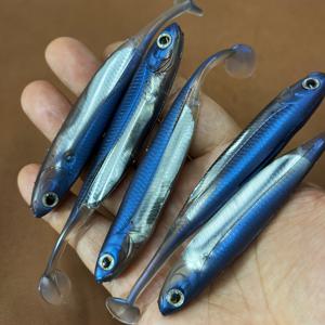 TEMU 트롤링용 내장형 반사 글리터가 있는 12cm 10g 초대형 소프트 낚시 루어 5팩