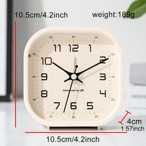 TEMU 4.1인치 스퀘어 디지털 알람 시계 - 침실, 책상, 거실, 여행용 무소음 싱글 벨, 모던 블루 모란디 컬러 & 리본형 크라운 디자인, AA 배터리 작동 (미포함), 귀여운 알람시계, 무소음 기계식|시계