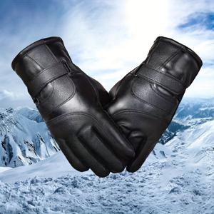 TEMU 블랙 인조 가죽 겨울 장갑, 플러시 안감 - 따뜻하고 터치스크린 호환, 조절 가능한 스냅 잠금, 하이킹, 여행, 낚시, 사이클링, 라이딩에 적합, 라이딩 장비 | 조절 가능한 장갑 | 내구성 좋은 장갑