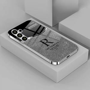 TEMU 새로운 남성용 비즈니스 글리터 레터 R 패턴 전기 도금 유리 폰 케이스 - 삼성 S 시리즈/A 시리즈 S25 울트라/223/24/S22/S23 울트라/Adlaxy/A70/A72 풀 시리즈 호환, 심플하고 귀여운 커플 매력, 4계절 선물 추천|S22케이스