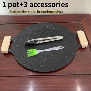 TEMU 1pc 다기능 비스킷 팬 + 3 야외 요리 액세서리: 다기능 프라이팬, 그릴, 및 프라이팬 - 쉽게 청소 | BBQ 및 캠핑을 위한 초박형 철 그릴 플레이트. 야외 모험에 완벽합니다.