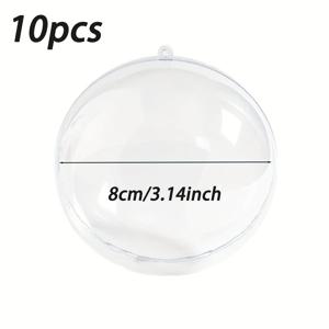 TEMU 10개, 투명 플라스틱 충전식 장식용 크리스마스 공, 내구성 있는 스냅온 구형 장식품, 크리스마스, 휴일 축하, 결혼식 및 가정 장식에 적합 - 전기 없음