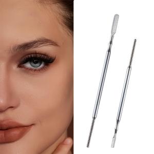 TEMU 2팩 눈썹 연장 도구 스테인레스 스틸 빗질 미끄러지는 눈썹 퍼머 및 염색 색상 선택 이중 헤드 눈썹 리프터 메이크업 눈썹 정리함 작은하고 아름다운 휴대하기 쉬운 미용 개인용 눈썹 관리 세트