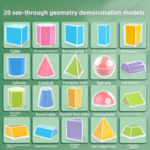 TEMU 8/12/16/20 투명 기하학 모델, 3D 모양 시범 도구, 입체 사각 & 직육면체 펼침 다이어그램, 관점기하학 시연 세트 - 플라스틱 교육용 도구, 3D-2D 변환 및 면적 관찰을 위한 교실 및 가정 학습 보조품