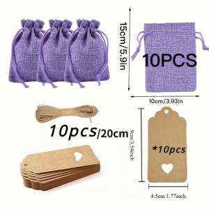 TEMU 30개 보라색 황마 끈 선물 가방과 보드 라벨 - 결혼식, 생일 파티, 이벤트용 재사용 가능한 DIY 공예 포장, 자연스러운 수제 느낌, 대형 이벤트 선물 포장, 이벤트 선물 가방|장식 선물 가방|재사용 가능한 천 가방, 결혼식 선물 가방