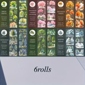 TEMU 6롤 - 6cm x 200cm 풍경 테이프 - 방수, 자체 접착, 절단 불필요 - 불릿 저널 배경, DIY 폰 케이스, 인사말 카드, 컵, 플래너, 프레임 장식, 문구류 사용, 스크랩북, 공예 책에 적합, 창의적인 예술 및 공예에 완벽, 휴일 장식, 자체 접착 벽지, 벽면용 자체 접착 벽지, 스크랩북 용품, 스티커, 저널링 용품, 와시 테이프