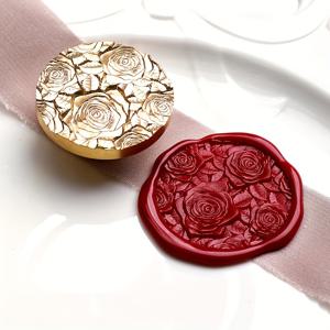 TEMU 1개 새 스탬프 헤드 왁스 실 꽃과 풀 레트로 불규칙 프로스트 릴리프 솔리드 브라스 선물 포장 수동 DIY|실링왁스