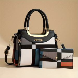 TEMU 엄마와 가족을 위한 선물 대용량 토트백, 숄더 레터백, 여성 핸드백, 소형 지갑, 신상 여름 멀티피스 세트, 감사 선물