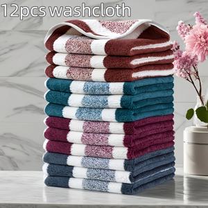 TEMU 12개 코랄 플록(코랄 펠트) 세면타월 - 초흡수성 부드러운 연베이지 목욕 & 손수건, 30x30cm/11.8x11.8인치 대형 스퀘어 멀티컬러 천 (마룬, 버건디, 네이비, 그레이, 화이트, 베이지) 스파용 대량 세트