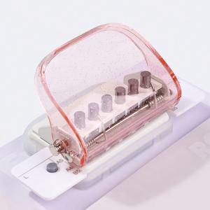 TEMU A4/B5/A5 용지용 6홀 수동 펀치 도구 - 구멍 간격 9.5mm, 내구성 있는 ABS 플라스틱, 조절 가능한 레버 및 가이드 메커니즘의 투명 디자인 - 정리된 문서 관리를 위한 편리한 사무용품, 바인더 액세서리 | 조절 가능한 펀처 | 깨끗한 구멍 뚫기, 종이 공예용 홀 퍼쳐