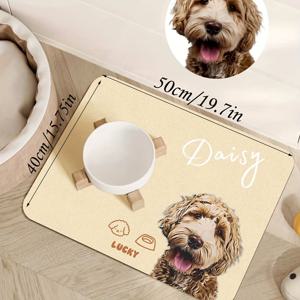 TEMU 맞춤형 방수 애완동물 플레이스매트 개인 맞춤 강아지 매트 반려동물 사진+이름 사용 가능 개 사료 매트 귀여운 고양이 매트, 견종 식기 패드, 새끼개 선물