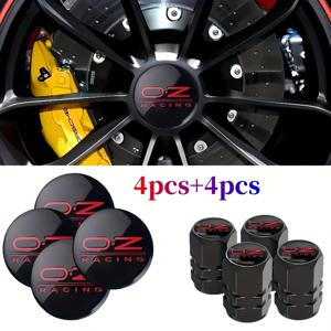 TEMU 4pcs OZ Racing 새로운 자동차 휠 센터 커버 에지 스티커 휠 허브 밸브 커버 + 4pcs OZ Racing 밸브 캡 커버 자동차 장식