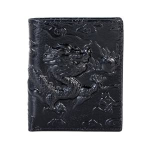 TEMU 남성용 가로세로 겹침 진짜 가죽 지갑, 특허가 있는 드래곤 무늬 소가죽 은색 지갑