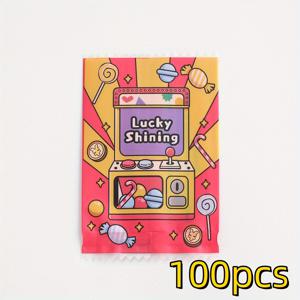TEMU 100개 2사이즈 컬러풀 미니 선물백 게임 콘솔 프린트 럭키 샤이닝 리테일 쇼핑백, 재사용 가능한 플라스틱 핸들 가방 - 결혼식, 생일, 휴일, 비즈니스 & 파티 이벤트용 소형 선물봉투 (5x7.5cm, 7x9cm)