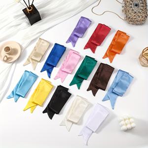 TEMU 14pcs 우아한 여성용 긴 스카프 - 단색 파스텔 및 다색 장식 액세서리, 가방, 드레스 및 캐주얼 활동용, 손세탁 비스트레치 패션 장식, 고급 클러치 랩