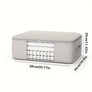 TEMU 1pc 초대용량 침대 아래 보관 가방, 옷, 이불, 베개 보관함, 옷장과 침실을 정리합니다, 지퍼 디자인으로 공간 절약을 도와주는 도우미, 접이식 투명 창, 강화된 손잡이, 먼지 방지 침대 옆 보관함, 침대 아래 보관함