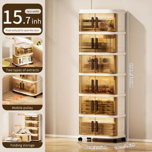 TEMU 2025 업그레이드된 다층 대용량 보관함, 바퀴 및 뚜껑 포함 - 문서, 장난감, 옷 정리용 고급 접이식 오거나이저