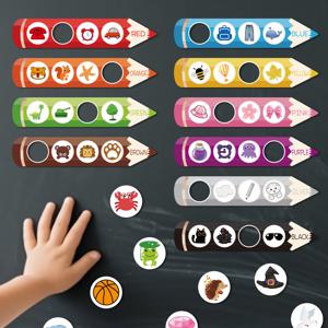 TEMU 10개 컬러풀 연필 패턴 자석 냉장고 자석 - 재사용 가능, 타원형, 다양한 디자인 (연필, 하트, 별, 동물) - 개학, 크리스마스, 생일 선물, 벽 장식, 다용도 사용에 이상적, 자석 냉장고 장식|재미있는 디자인|내구성 있는 자석, 자석 냉장고 장식