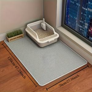 TEMU 27.6x47.2인치/70x120cm 초대형 이중층 고양이 배변 매트, 방수 & 누수 방지 EVA 소재, 미끄럼 방지 및 세척 쉬움, 냄새 차단 - 화장실용 및 애완동물 용품에 이상적 | 내구성 있는 세탁 가능 패드, 유출 방지 디자인, 다묘 가정용