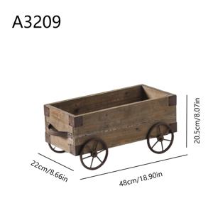 TEMU 미국 스타일 창의적인 바퀴 달린 나무 화분, 실내/외 장식용 화병, 소박한 농가 스타일 장식, 튼튼한 나무 구조