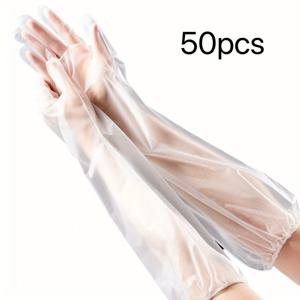TEMU 50/100개, 일회용 긴팔 장갑 슬리브, 통합형 연장 두꺼운 핸드 마스크 가정용 장갑, 청소 용품, 가정용 도구