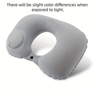 TEMU 중간 부드러운 지지력의 휴대용 여행 베개 - 내구성 있는 TPU 소재, 캠핑 및 비행기 사용을 위한 인체공학적 디자인, 컴팩트하고 가벼운 그레이 색상, 슬림한 베개, 매끄러운 질감, 비행기용 목베개, 여행용 목베개, 비행기용 목베개, 비행기용 목베개, 여행 및 비행기 목베개, 경추 베개, 코 모양 공기 주입 베개, 여행용 목베개, 경량 목베개
