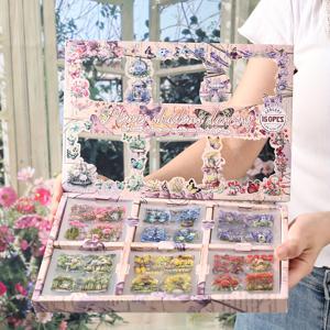 TEMU 150개 빈티지 플로럴 가든 스티커 세트 - 나비, 플로럴 & 코티지 패턴이 있는 자가 접착 불규칙 모양의 고광택 폴리에틸렌 테레프탈레이트 스티커, 혼합 색상, 선물, 크리스마스 장식용, 스티커 다꾸, 스티커북