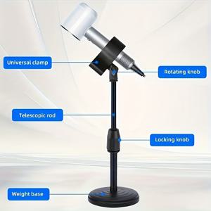 TEMU 높이 조절 가능한 스탠딩 헤어 드라이어 스탠드 - 튼튼한 메탈 구조, 공간 절약형 바닥/부착식 베이스, 가정, 살롱 또는 여행을 위한 인체공학적 디자인 - 대부분의 헤어 드라이어와 호환, 헤어 드라이어 스탠드, 살롱 장비
