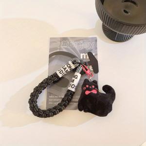 TEMU 웨이브 포인트 고양이 펜던트 폰 걸이 끈 - 짧은 직조 끈, 손목 스트랩으로 휴대 가능, 대부분의 폰 케이스와 호환, 가방 걸이 체인 장식, 물컵 카메라 걸이 끈으로도 사용 가능|핸드폰스트랩