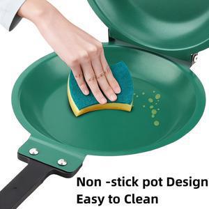 TEMU 고딕 스틸 티타늄-인퓨즈드 구리 논스틱 프라이팬, 스테인리스 스틸 핸들이 있는 양면 팬케이크 및 에그 스킬렛, 야외 및 실내 요리용 적합, 고품질 프라이팬, 주방 프라이팬, 논스틱 프라이팬, 팬케이크 팬|계란찜기