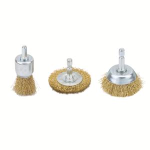 TEMU 드릴용 3개 세트 헤비듀티 와이어 브러시 세트 - 1/4