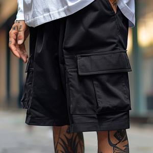 TEMU 남성용 편안한 핏, 스트레치되지 않는 단색 작업 반바지, 다중 포켓 포함 - 캐주얼, 여유로운 핏 반바지, 캐주얼 의상 반바지, 캐주얼 의상 반바지|편안한 핏 반바지|다중 포켓 반바지