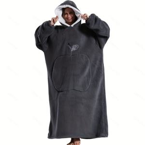 TEMU 1개 어른용 코지 베어 후드 블랭킷 스웨트셔츠 - 플러시 겨울용, 오버사이즈 포켓 & 조절 가능한 허리 벨트, 귀여운 기하학적 발바닥 프린트 디자인, 여성/남성용 따뜻한 선물, , 엄마를 위한 편안한 착용감, 내구성 있는 컴포트웨어