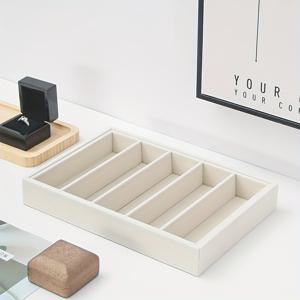 TEMU 베이지 벨벳 패션 안경 및 보석 정리 트레이 - 안경, 시계, 액세서리를 위한 우아한 디스플레이 케이스, 남녀 공용 멀티 컴파트먼트 디자인, 가정 또는 소매 사용에 완벽함, 소매 디스플레이 트레이 | 세련된 액세서리 홀더 | 벨벳 마감, 보석 트레이