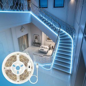TEMU 스마트 LED 스트립 조명 USB 전원 2835 모델 모션 센서 포함 웜 화이트 분위기 조명 쉬운 설치 침실 주방 옷장에 적합 크리스마스 장식 및 침실 사용에 완벽