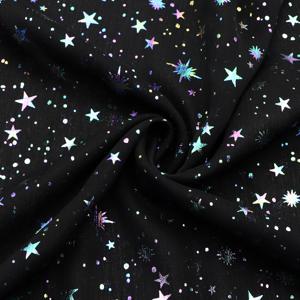 TEMU 1개 무지개 호일 별 프린트 쉬폰 원단 - 57.08x19.68인치 프리컷 100% 폴리에스터, 반짝이는 별 디자인, 4가지 색상 옵션(핑크/블루/블랙/화이트), DIY 재봉용, 가방, 파티 장식, 테이블보, 선물 포장, 쿠션 커버 및 가구 커버, DIY 공예용 원단 | 반짝이는 별 패턴 | 광택 있는 원단 질감