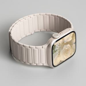 TEMU 애플 워치용 38mm 40mm 41mm 42mm 44mm 45mm 46mm 49mm S1 S2 3 S4 5 6 8 9 7 3 2 1 울트라 1 2와 호환되는 재활용 플라스틱으로 만든 부드러운 밴드, 여성과 남성을 위한 강력한 자석 링크가 있는 리치 사각형 질감의 안전한 시계줄 | 업그레이드된 버전|팔찌|스마트워치|남자팔찌