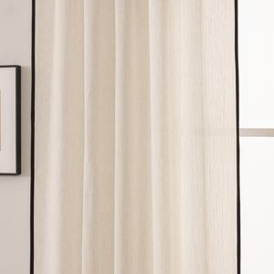 TEMU 프렌치 스타일 니치 고급 블랙 엣지 쉬어 커튼 2pcs, 로드 포켓 포함, 거실, 침실, 발코니 장식용, 발코니 커튼,정교한 창문 커버링,우아한 시스루 커튼,고품질 직조,내구성 있는 소재,스타일리시한 창문 장식,장식용 쉬어,현대 주택 소유자들,아파트 D