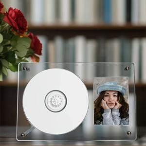 TEMU 투명 아크릴 CD 사진 디스플레이 스탠드 - 중앙 지지대가 있는 튼튼한 멀티디스크 정리함, 홈 & 오피스용 CD 케이스 홀더, 음악 스튜디오용 - CD, DVD, 사진, 기념품 보관 가능, 음악 애호가 및 수집가를 위한 이상적인 선물, 스타일, 광택 마감