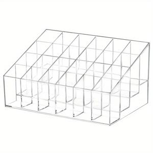 TEMU 하이보 라이프 24구획 투명 아크릴 립스틱 정리대 - 가볍고 휴대용한 메이크업 브러시 & 뷰티 제품 디스플레이 스탠드, 욕실 수납장에 적합 / 사용처: 화장대/살롱, Dur