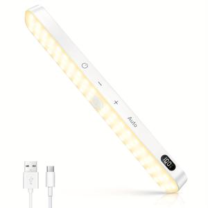 TEMU 스마트 센서 캐비닛 조명 - 배터리 지시자, 스스로 붙는 캐비닛/옷장/계단 조명, 조절 가능한 가정 조명, 터치 제어, USB 충전, 배터리, 흰색, 캐비닛 조명, 현대 조명, 내구성 조명