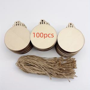 TEMU 100개 미완성 나무 크리스마스 장식 - 3.5인치 원형 나무 슬라이스, 공예, 장식, 트리 장식용, 축제 홈 데코, 크리스마스 장식에 적합, 크리스마스에 최고